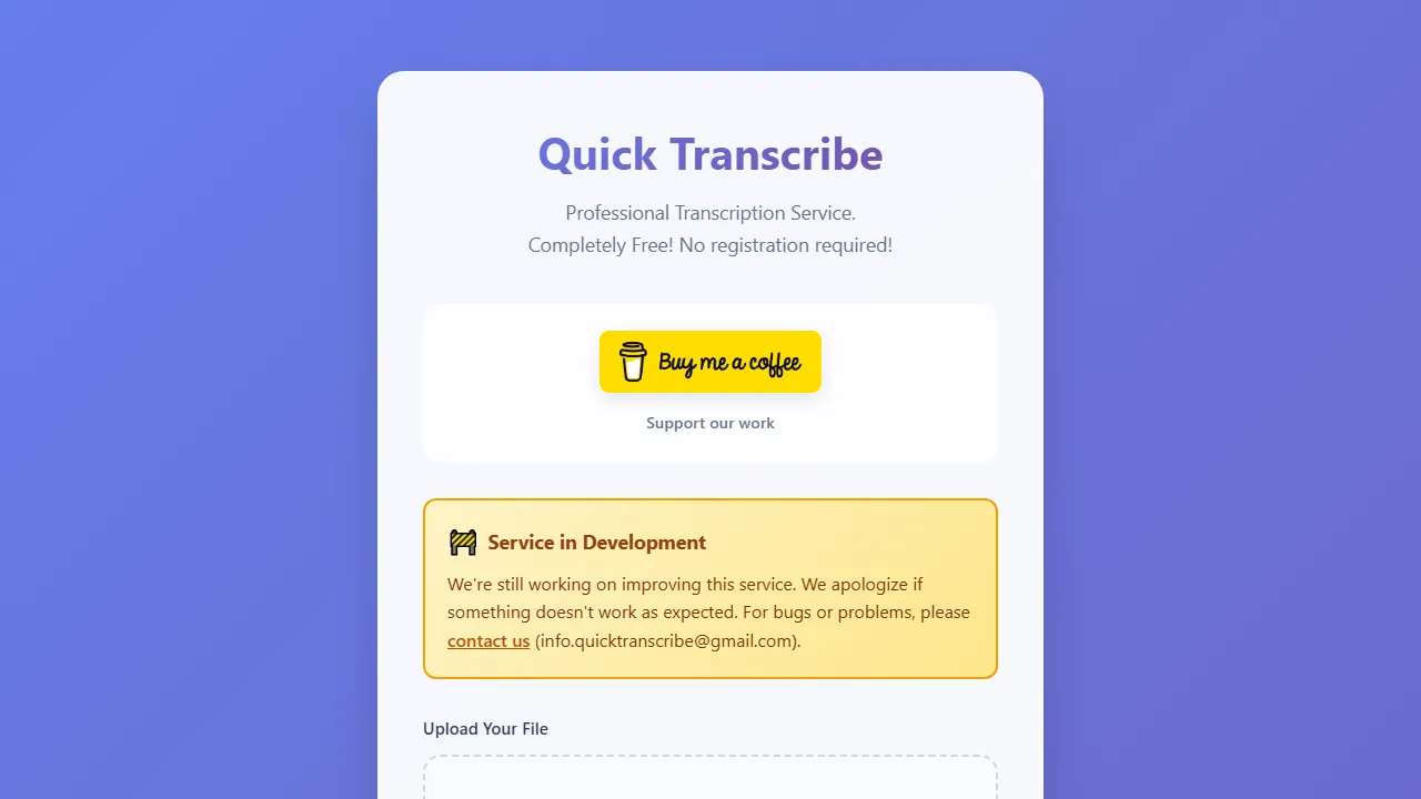 quick-transcribe.com - Free Audio to Text Transcription Tool Online screenshot