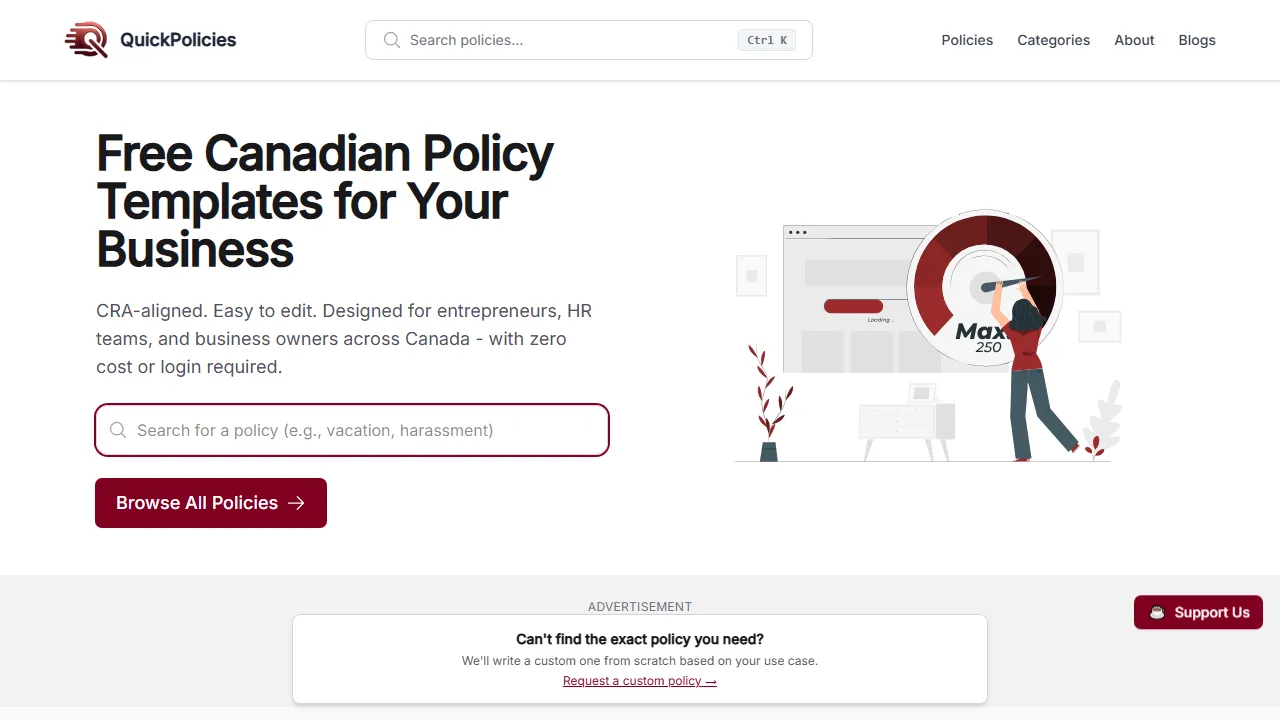 quickpolicies.com - Free Canadian Legal Document Template Download screenshot
