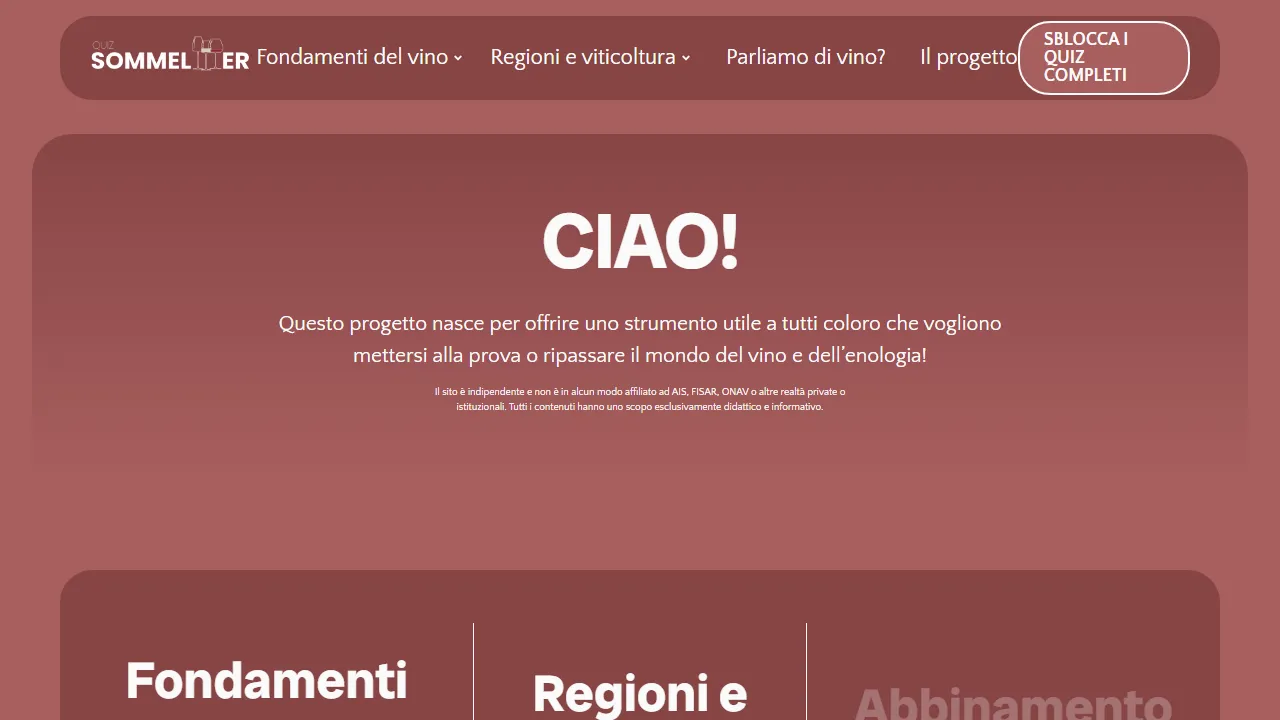 quiz-sommelier.it - Wine and Enology Quiz Platform screenshot