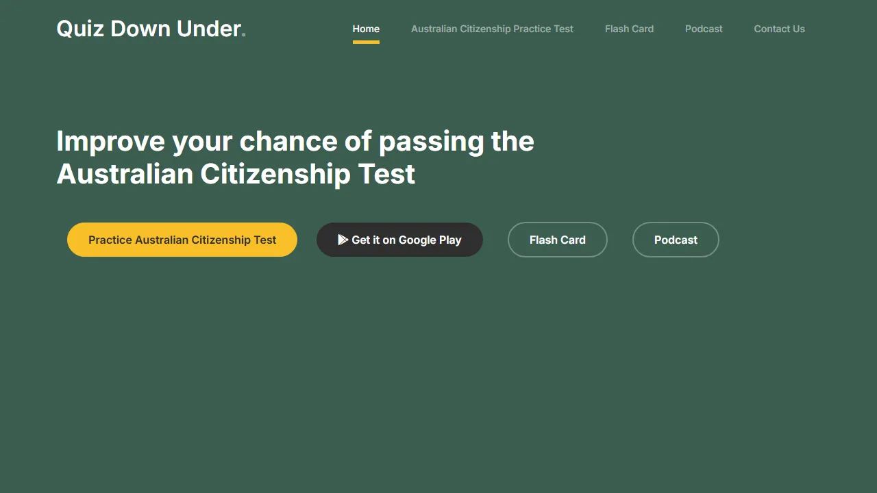 quizdownunder.com.au - IELTS Exam Practice Test Online Assessment screenshot