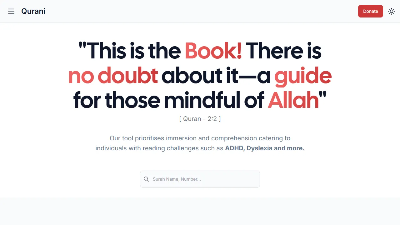 qurani-rho.vercel.app - Quran Comprehension Tool Understand Translation Online screenshot