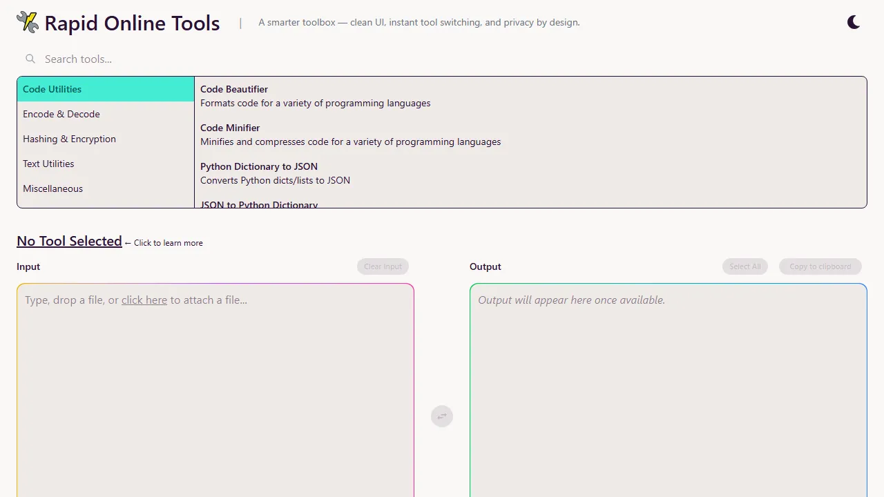 rapidonlinetools.com - Tesla License Plate and Online Tools screenshot