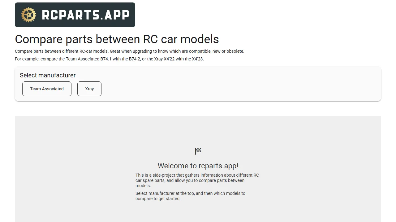 rcparts.app - RC Parts and Tools screenshot