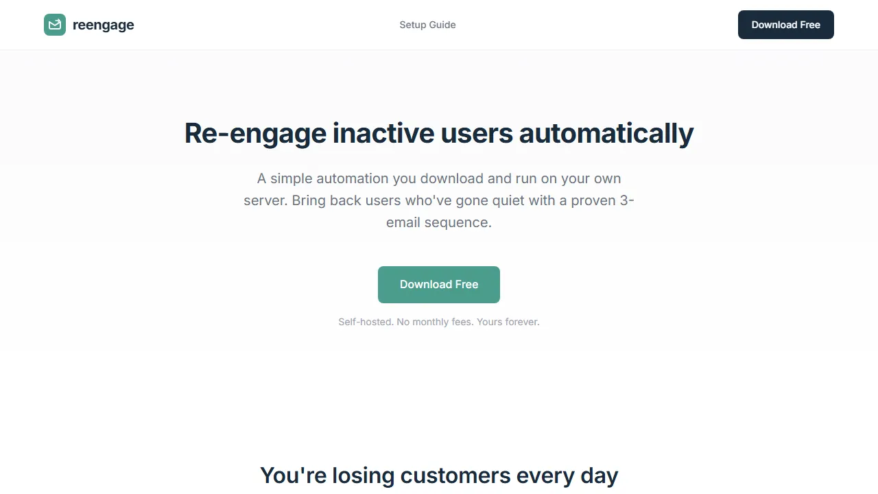 reengage.email - Simple Customer Re-Engagement Automation Tool screenshot
