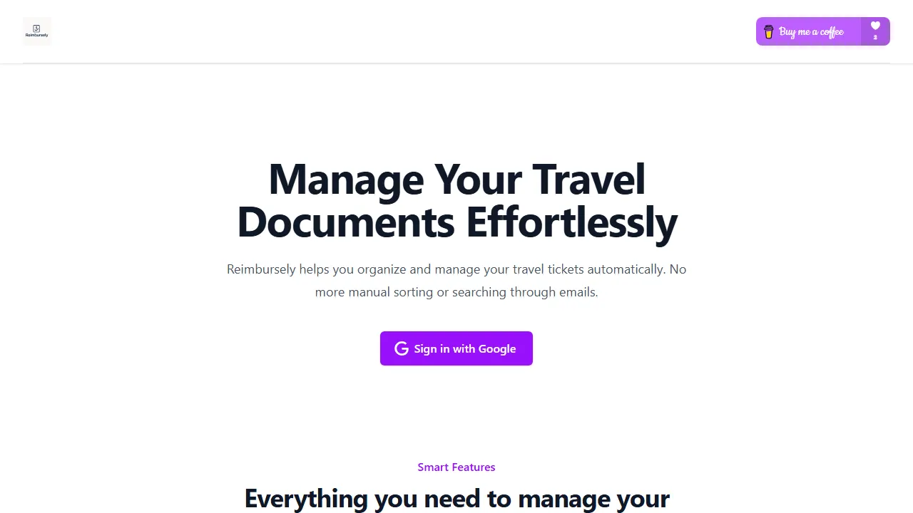 reimbursely.online - Telecom Expense Management from Gmail Receipts screenshot