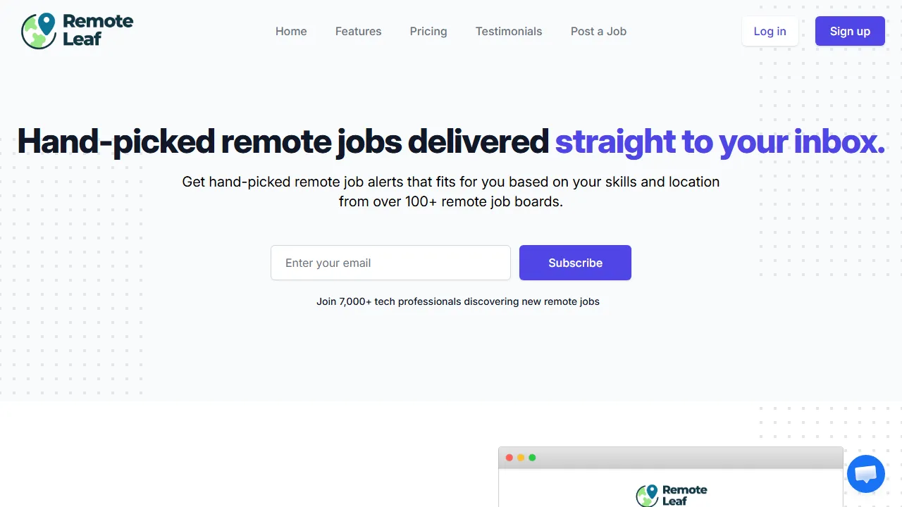 remoteleaf.com - Curated Remote Job Board and Search screenshot