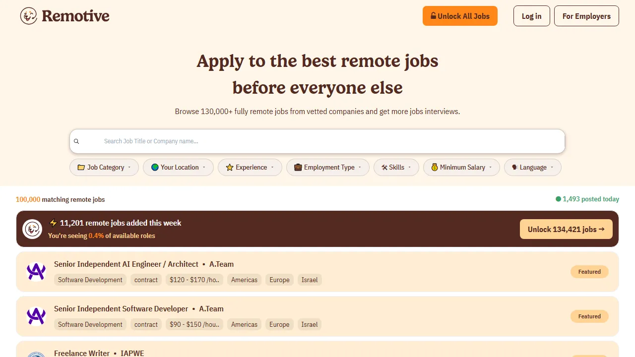 remotive.io - Remote Job Board and Search Site screenshot