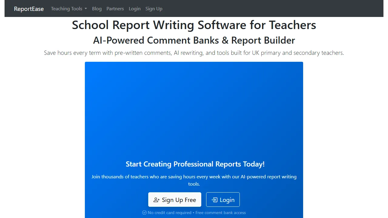 report-ease.com - AI Report Writer Tool for Teachers screenshot