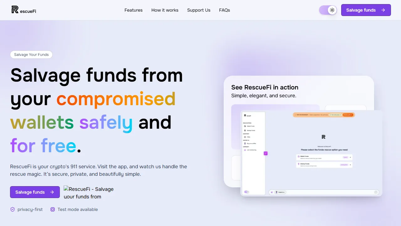 rescuefi.xyz - Blockchain Password Recovery Tool for Crypto screenshot