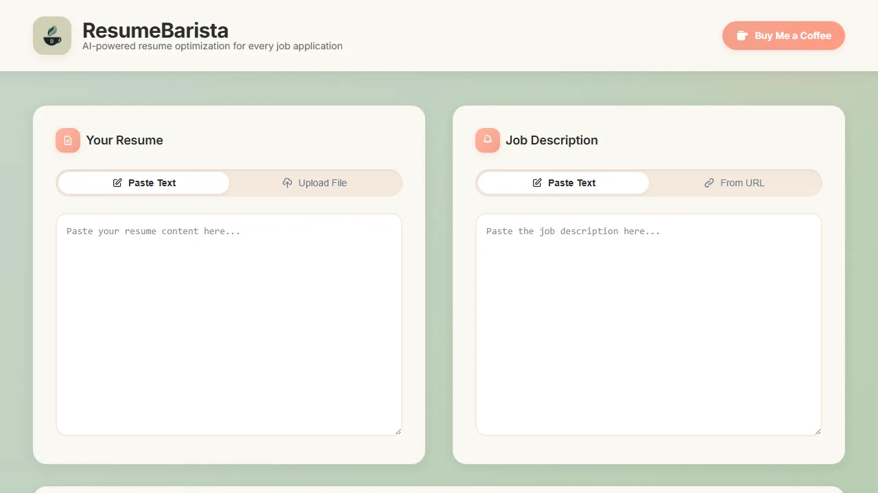resumebarista.com - Online Resume and CV Maker Tool screenshot