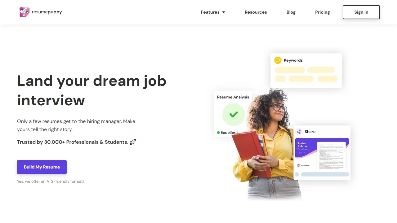 resumepuppy.com - Free Resume Builder and Job Search screenshot