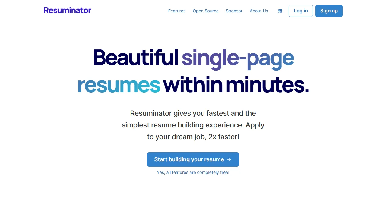 resuminator.in - Fastest Single-Page Resume and CV Builder screenshot