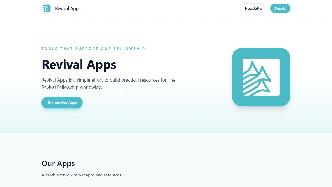 revivalapps.com - Tools and Resources for Religious Fellowship screenshot
