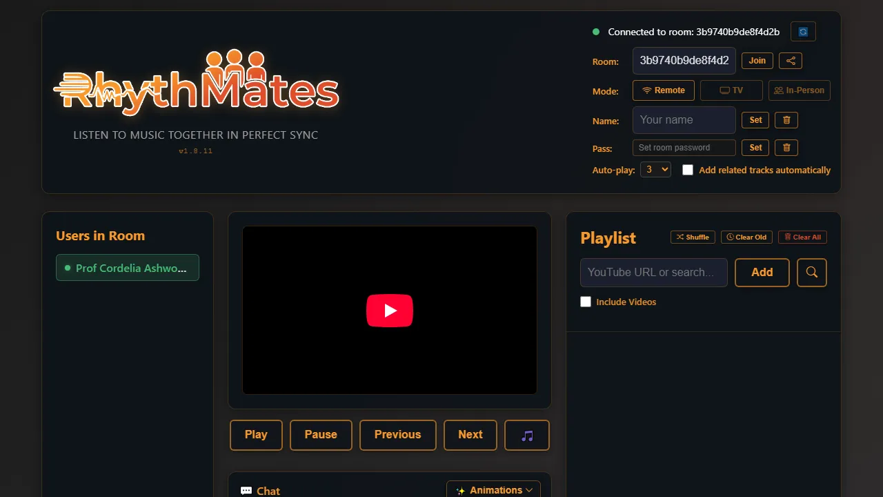 rhythmates.com - Free Webapp for Remote Music Listening screenshot