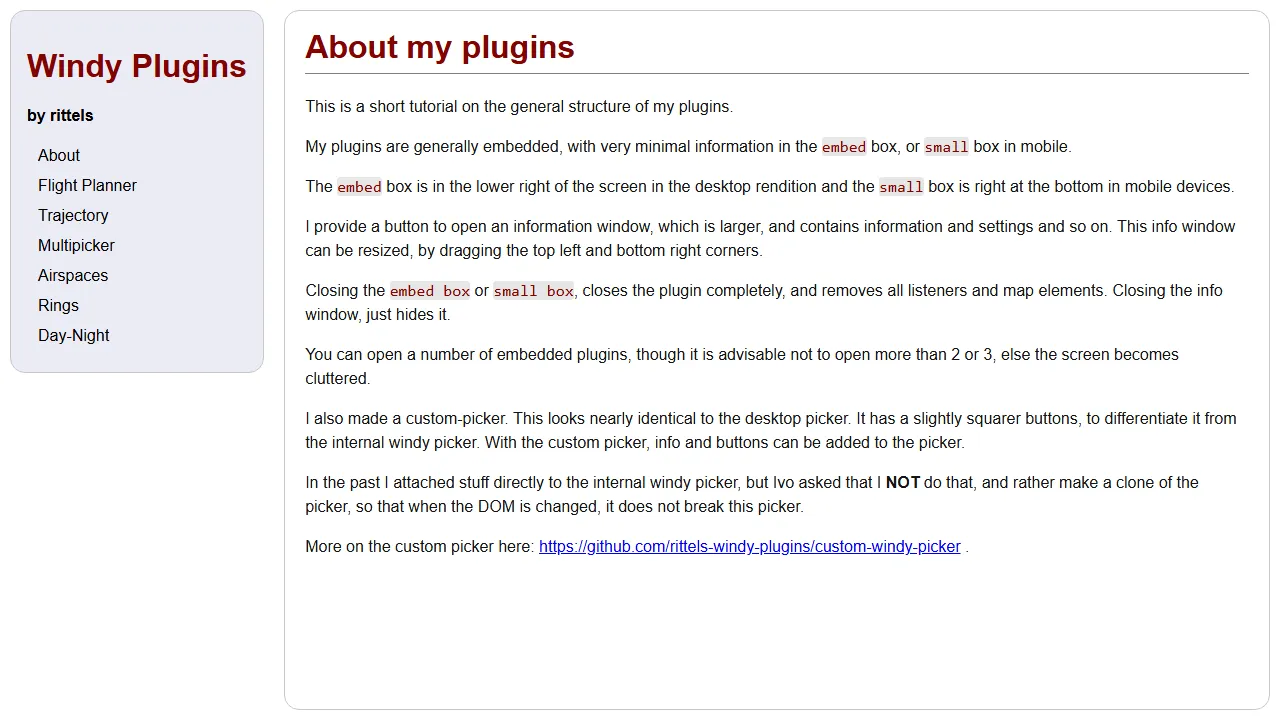 rittels-windy-plugins.github.io - Hobbyist Plugin and Tool Development screenshot