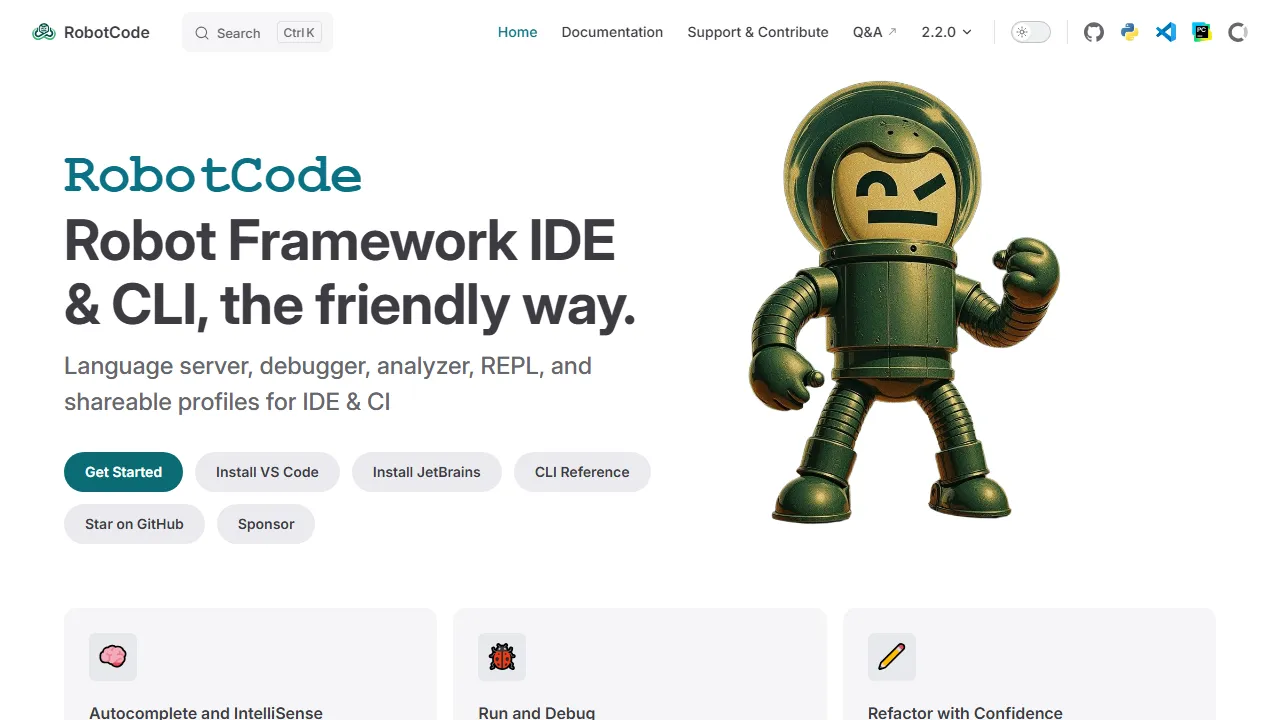 robotcode.io - Software Testing and Automation Tool screenshot