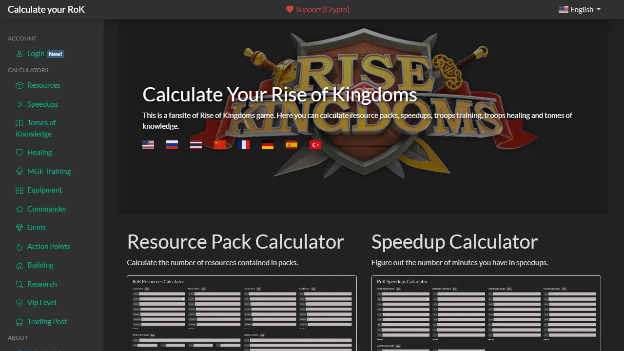 rok-calculator.com - Game Resource and Cost Calculator screenshot