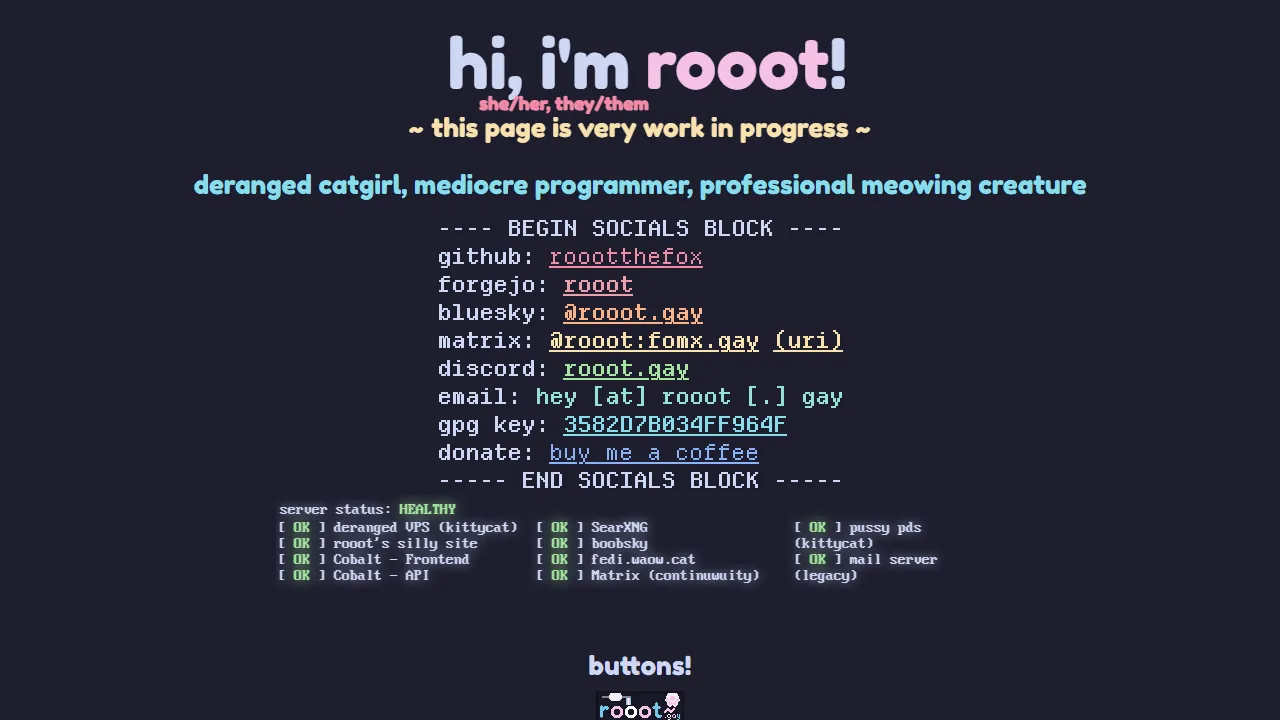 rooot.gay - Hosting Services and Random Projects screenshot