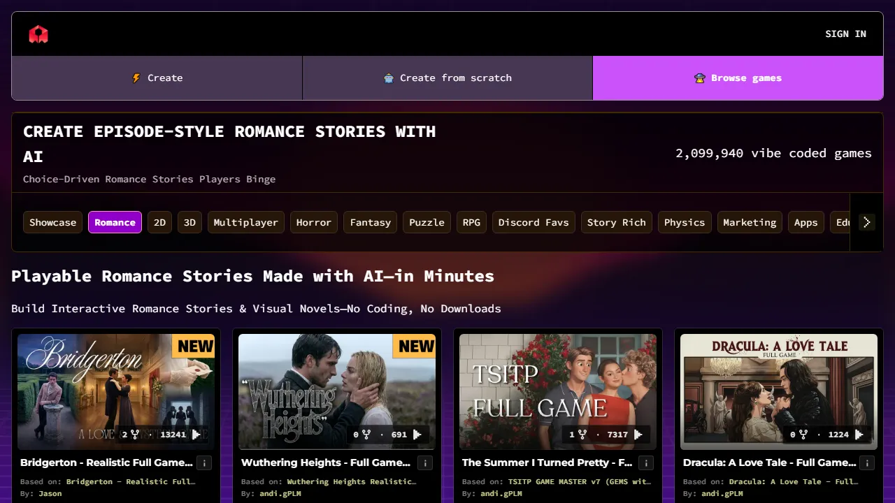 rosebud.games - Game Creation - Choose Your Story screenshot