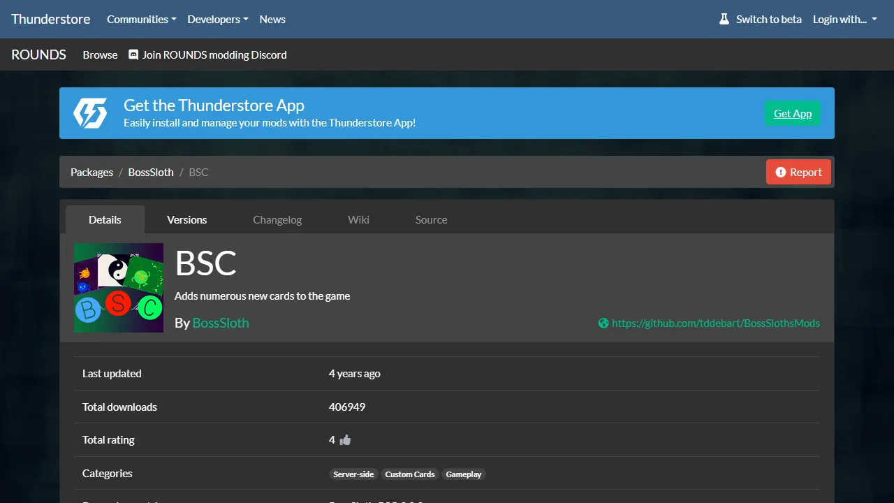 rounds.thunderstore.io - ROUNDS Game Mods and Cardpack Collection screenshot