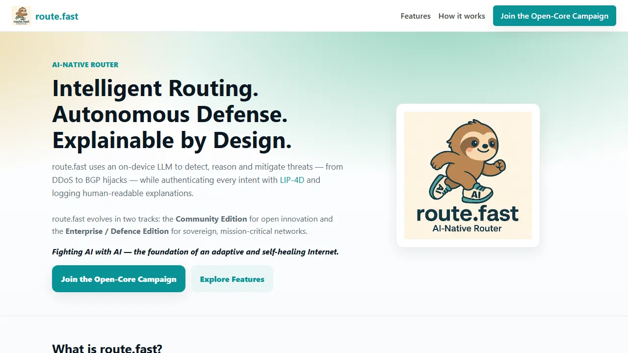 route.fast - Cybersecurity AI for Internet Risk Management screenshot