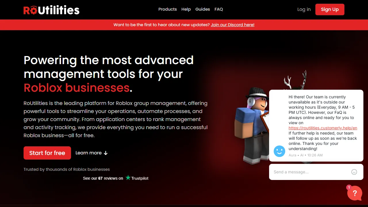 routilities.com - Roblox Group Management Software screenshot