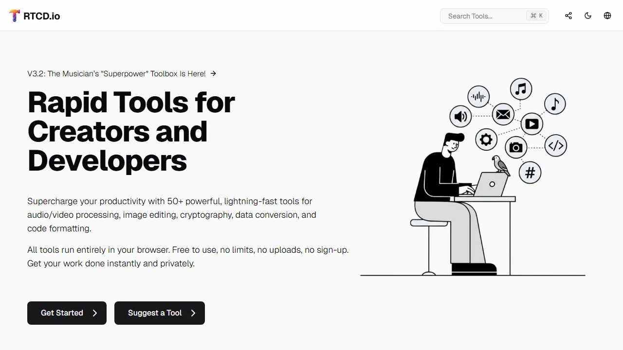 rtcd.io - Free Online Developer Tools for Creators screenshot