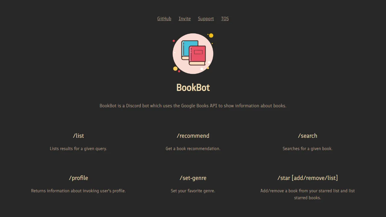 rv178.github.io - Verified Discord Bot for Book Information screenshot