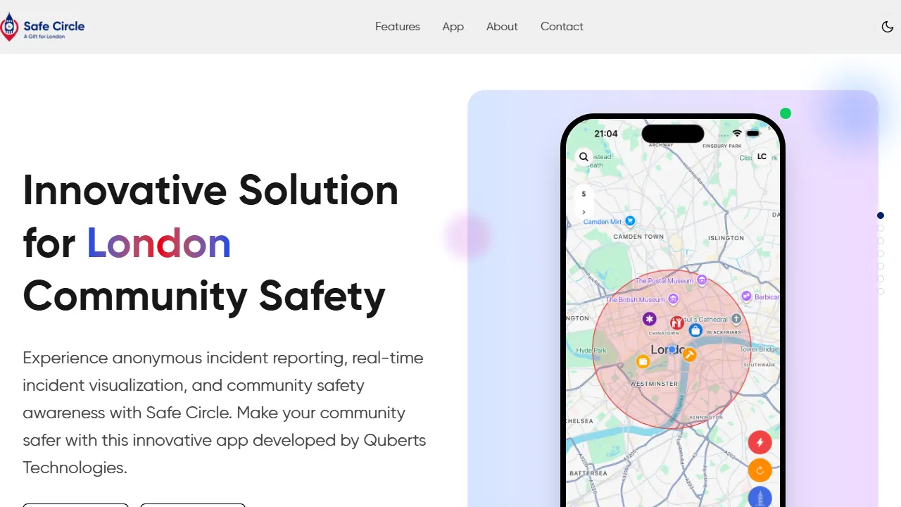 safecircle.quberts.com - Anonymous Crime Reporting and Local Safety screenshot