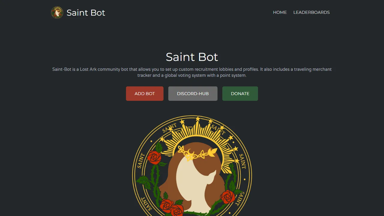 saint-bot.webflow.io - Lost Ark Community and Recruitment Bot screenshot