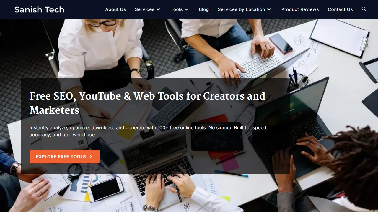 sanishtech.com - Free Online Tools for Creators screenshot