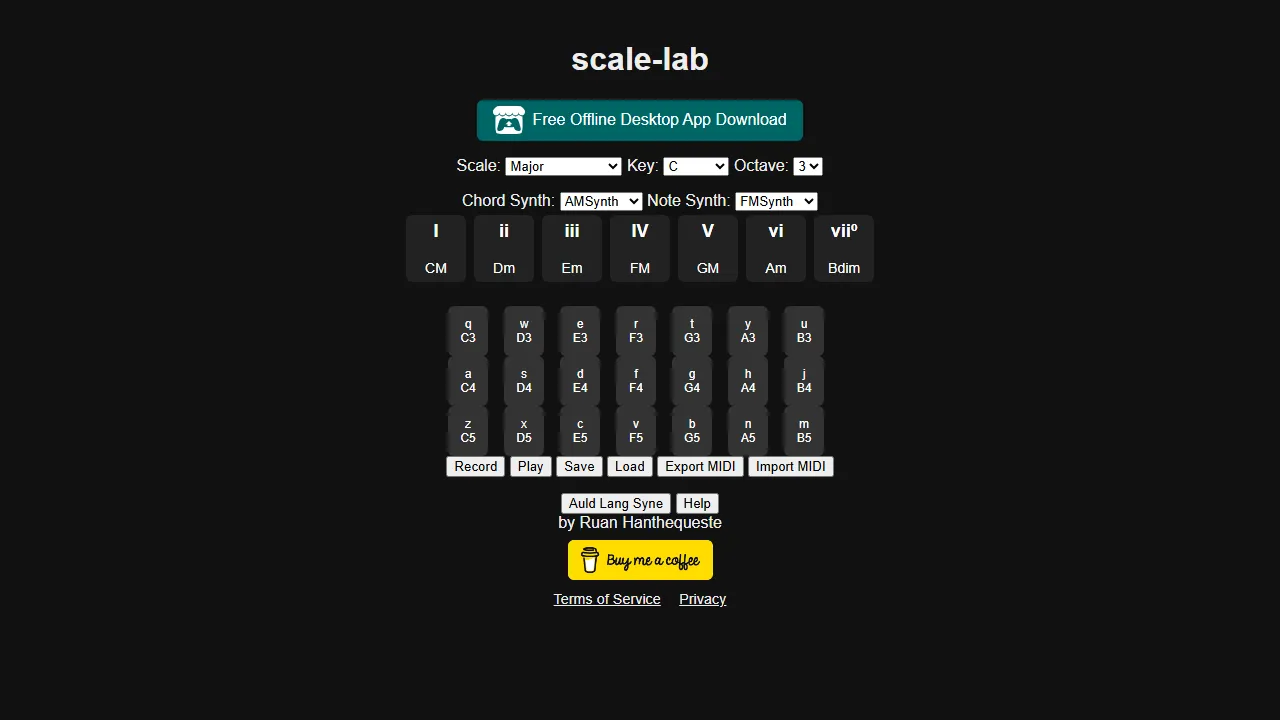 scale-lab.netlify.app - Music Composition Software for Melodies and Chords screenshot