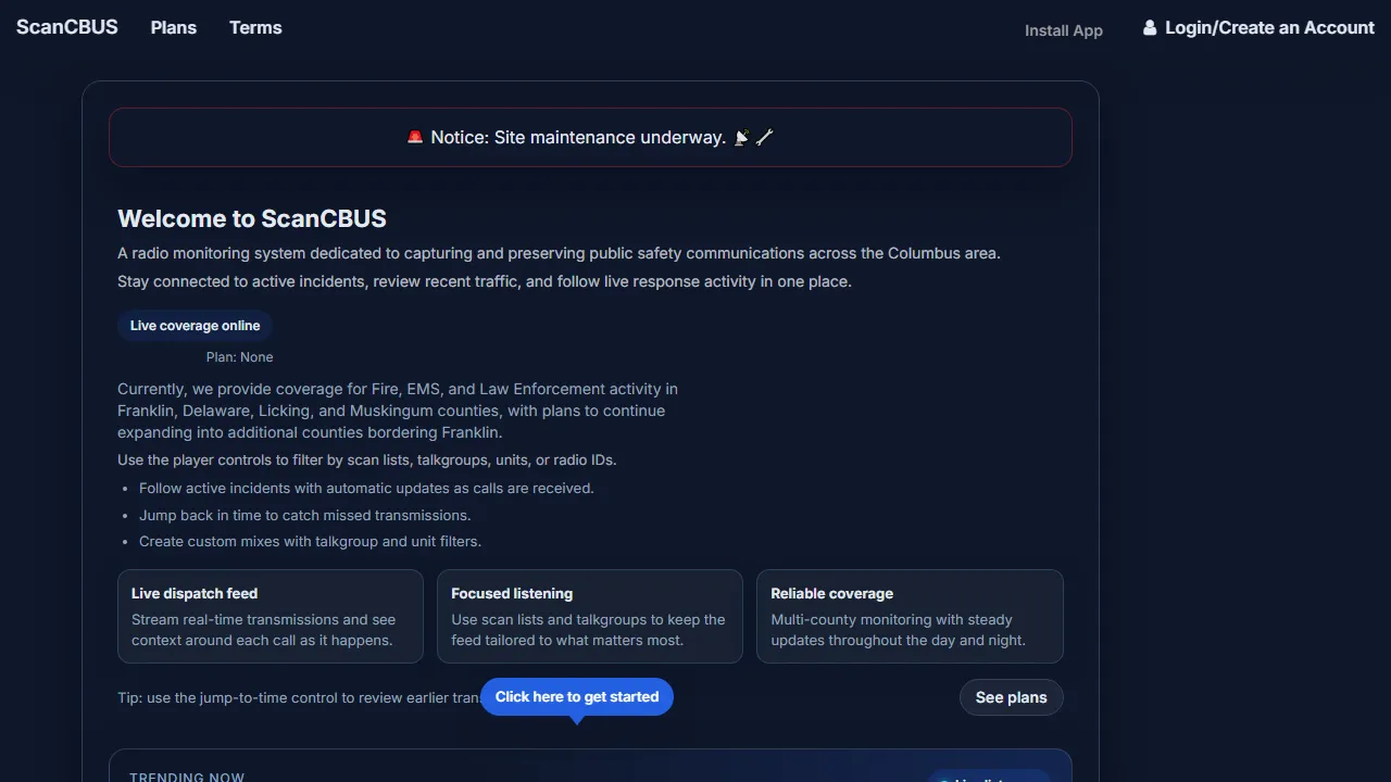 scancbus.com - Public Safety Radio Streaming Service screenshot