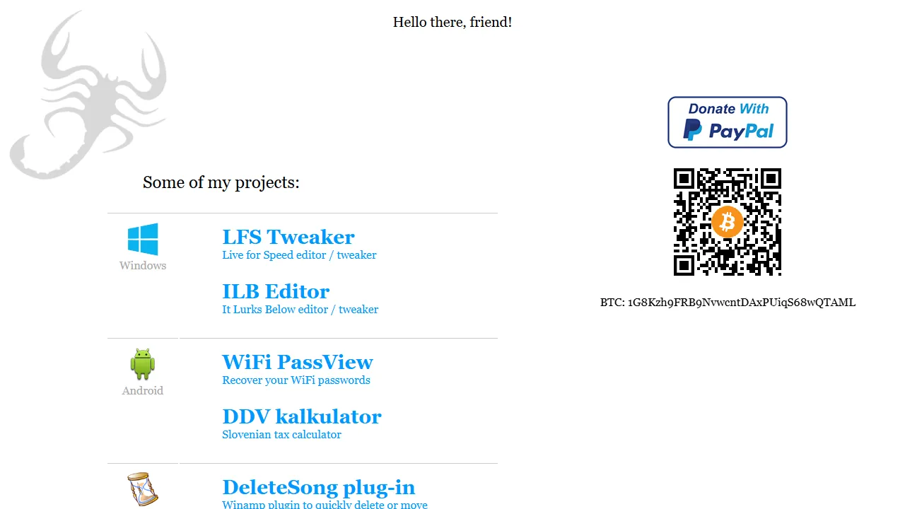 scorpy.net - Software Development Tools and Projects screenshot