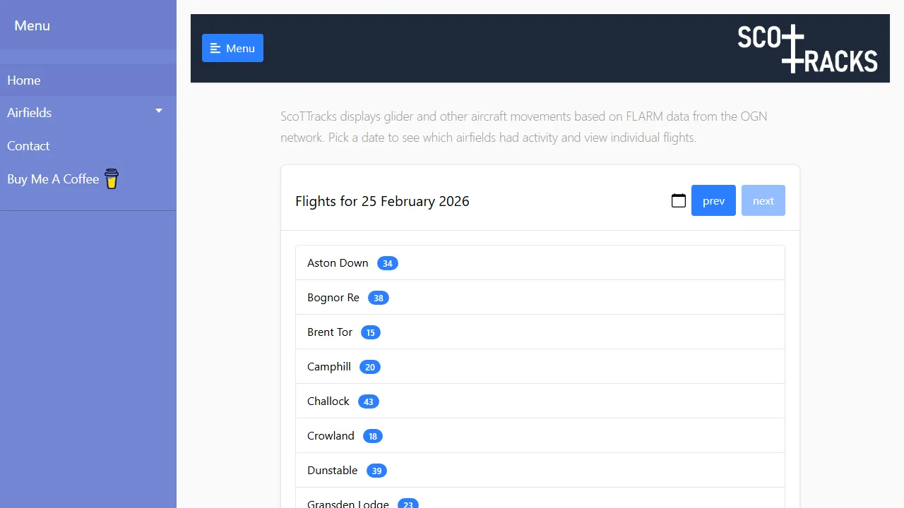 scottracks.com - Glider Real Time Flight Track Tool screenshot
