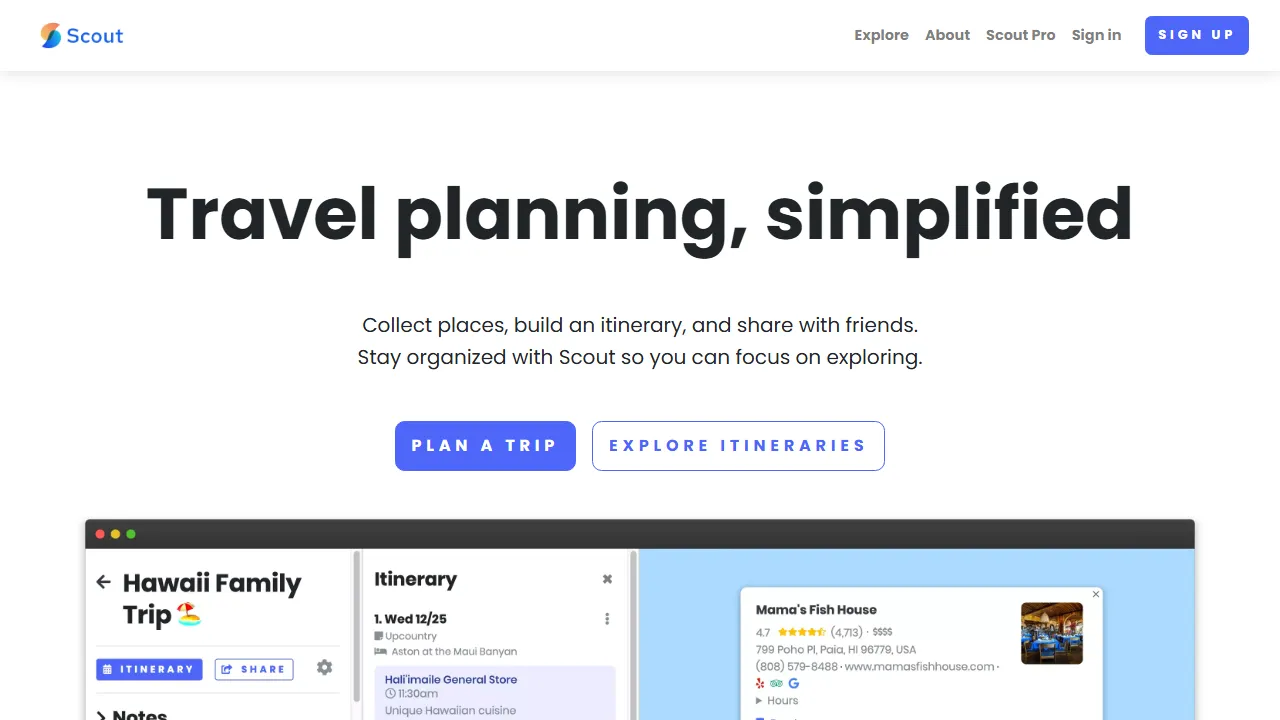 scoutexplore.com - Trip Planning Tool for Backpackers screenshot