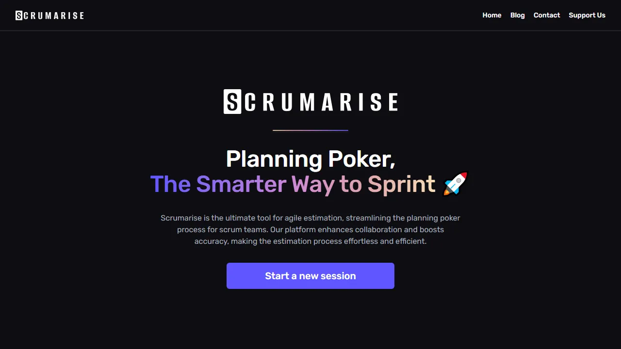 scrumarise.com - Online Agile Project Planning Poker Tool screenshot