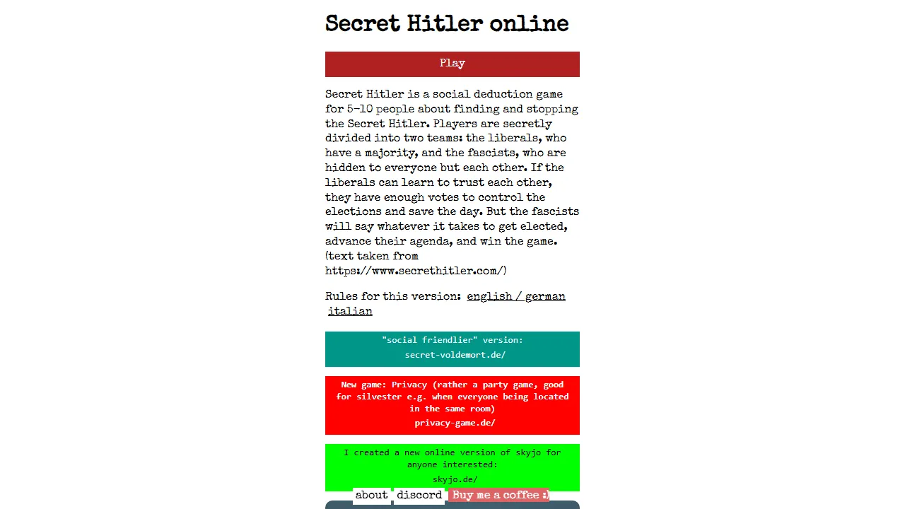 secret-hitler.com - Online Board Game For Friends screenshot