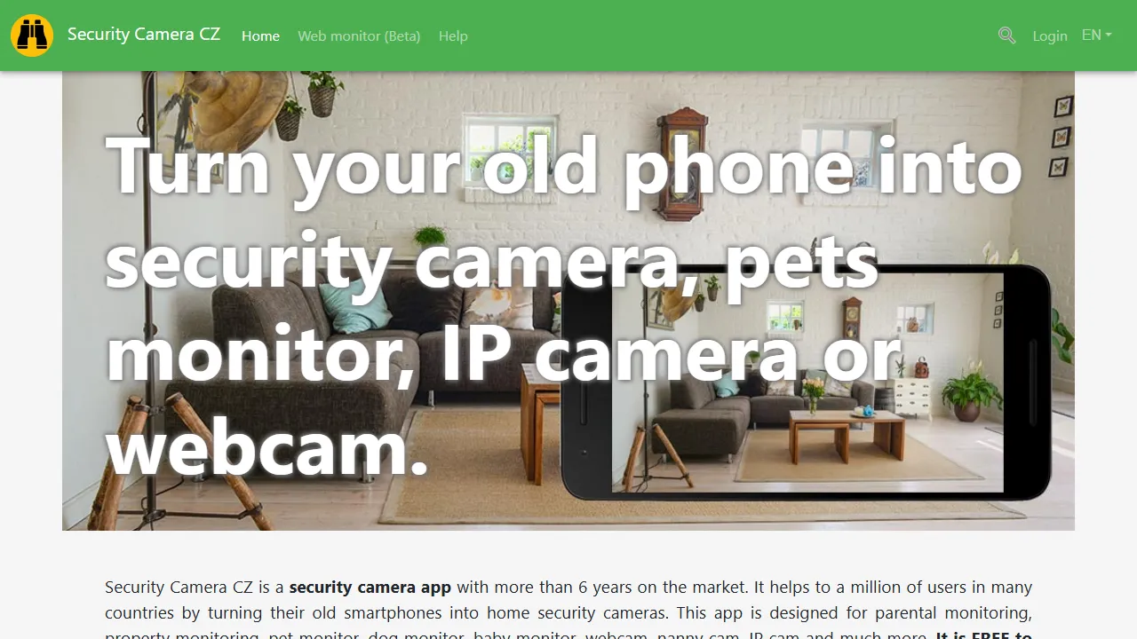 securitycamera.cz - Security Camera App for Android and Web screenshot