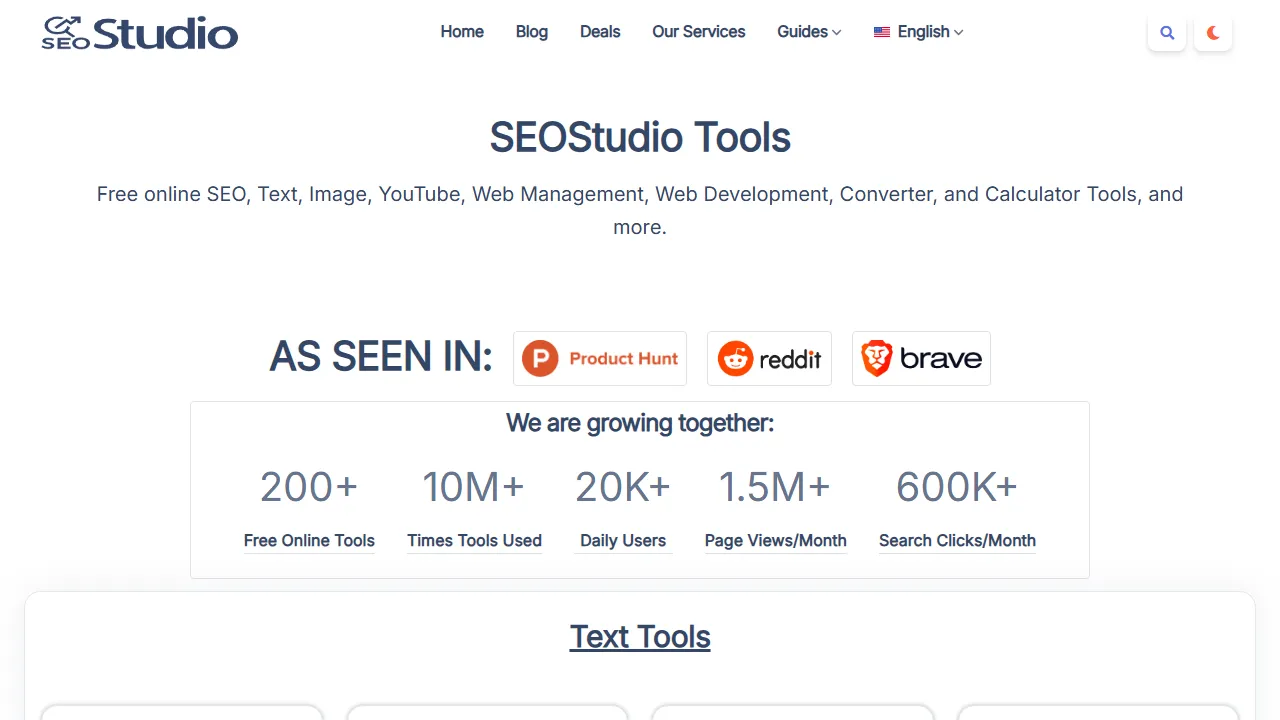 seostudio.tools - Free SEO and Webmaster Tools screenshot
