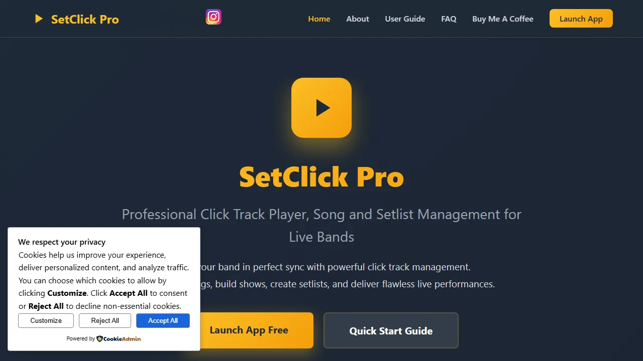 setclickpro.com - Free Music Rehearsal App for Bands screenshot