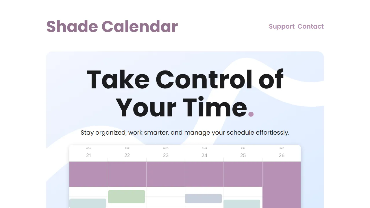 shadecalendar.com - Google Calendar Time Blocking Tool screenshot