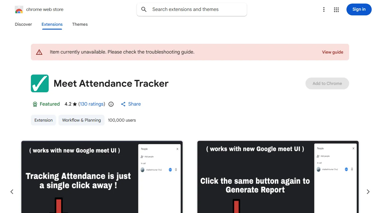 shaileshrkumar - Google Meet Attendance Tracker Extension Free screenshot
