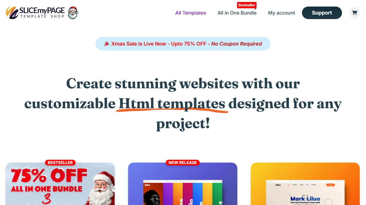 shop.slicemypage.com - Free Website Page Templates for Portfolio screenshot