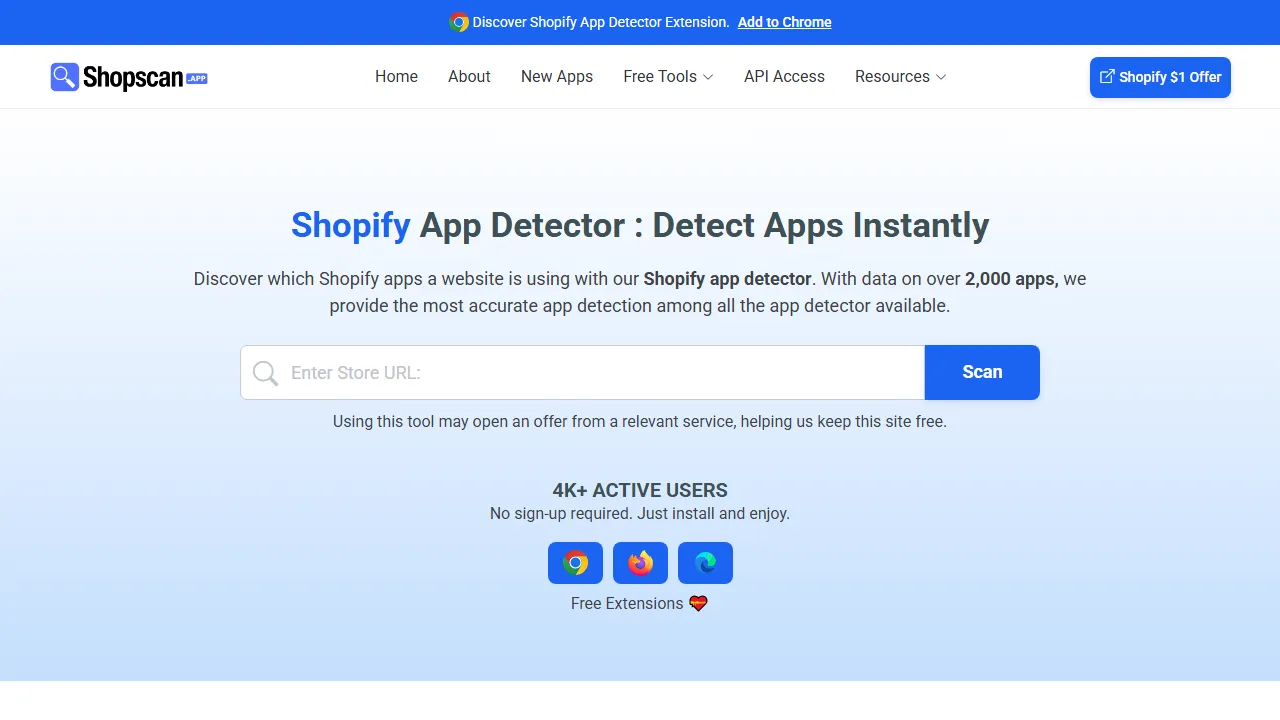 shopscan.app - Shopify App Detector Tool - Analyze Any Store screenshot