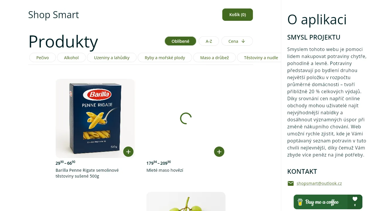 shopsmart-dev.web.app - Price Comparison for Smart Food Shopping screenshot