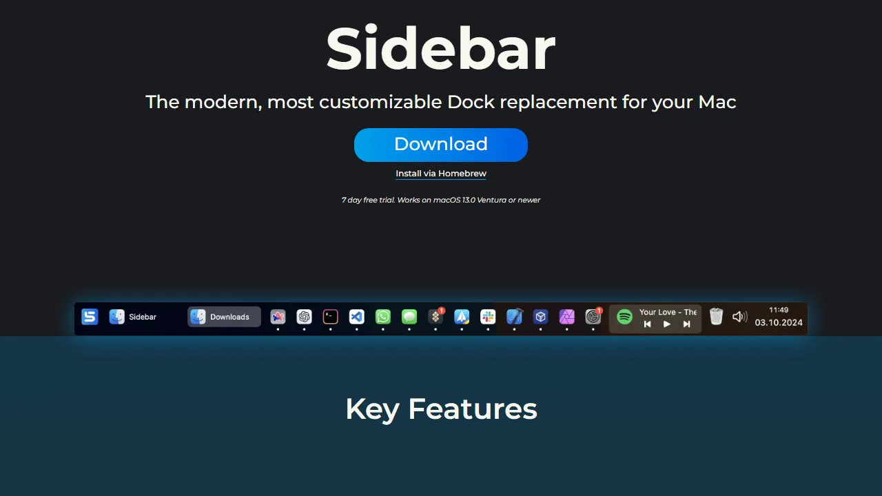 sidebarapp.net - Mac OS Dock Replacement Software screenshot