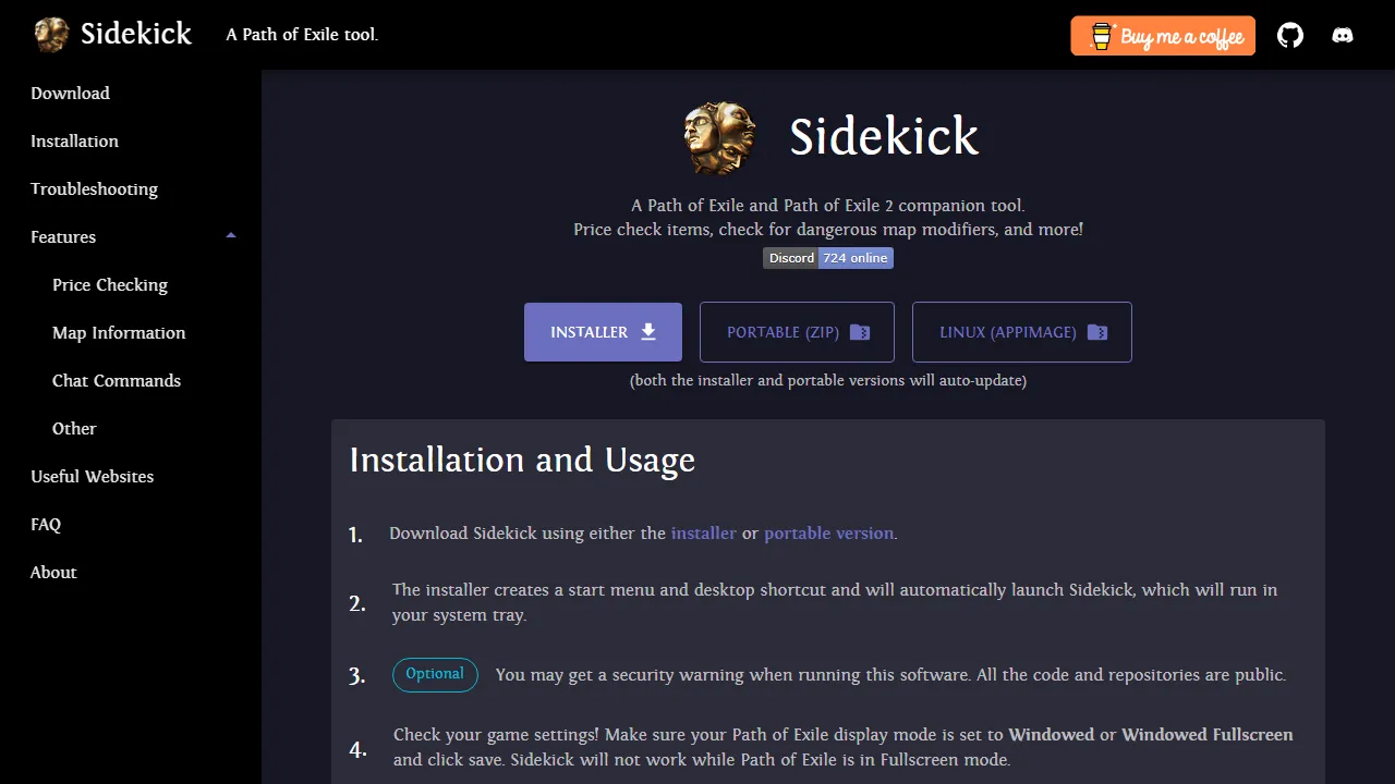 sidekick-poe.github.io - Game Companion Trading Tool screenshot