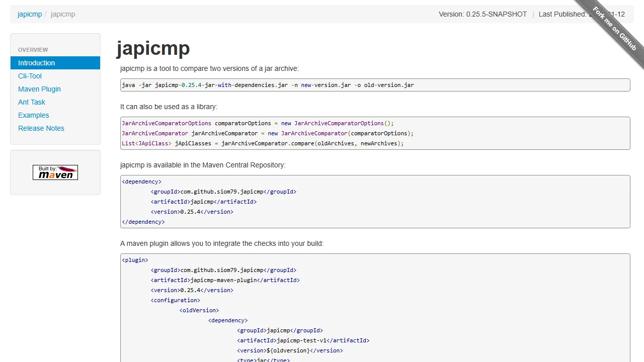 siom79.github.io - Java Diff Tool to Compare JAR Archives screenshot