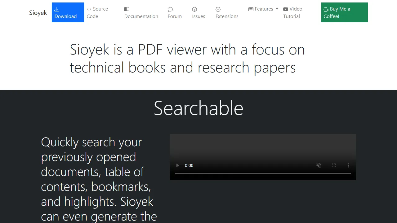 sioyek.info - Sioyek PDF Reader and Viewer screenshot